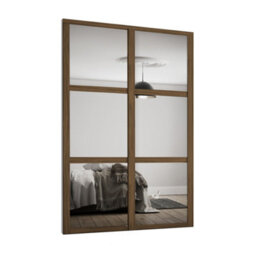 Spacepro Shaker 3 Panel Mirrored Carini Walnut Effect Framed Sliding Wardrobe Door Set Of 2 (H)2220mm (W)1753mm - thumbnail 1