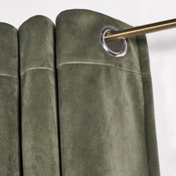 "OHS Thermal Matte Velvet Eyelet Curtains 2 Pair Of Ready Made, Green - 66"" X 72""" - thumbnail 3