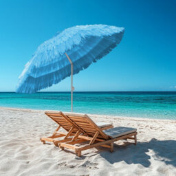 Rinse Bathrooms Hawaiian Parasol Blue Beach Parasol Patio Garden Umbrella Sun Shade Tilting 160Cm - thumbnail 1