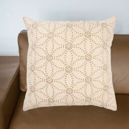 Natural & White Embroidered Geometric Flowers Indoor Cushion (L)45Cm (W)45Cm - thumbnail 4