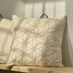 Natural & White Embroidered Geometric Flowers Indoor Cushion (L)45Cm (W)45Cm - thumbnail 5