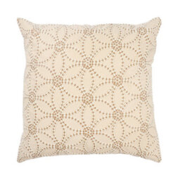 Natural & White Embroidered Geometric Flowers Indoor Cushion (L)45Cm (W)45Cm - thumbnail 1