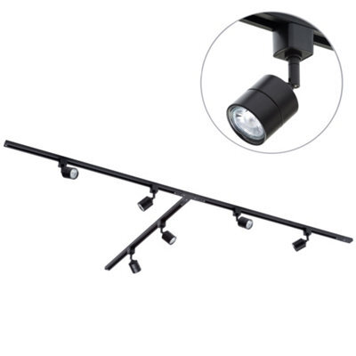 Litecraft Soho Black 6 Head 3M T Shape Kitchen Track Light With Led Bulbs - image 1