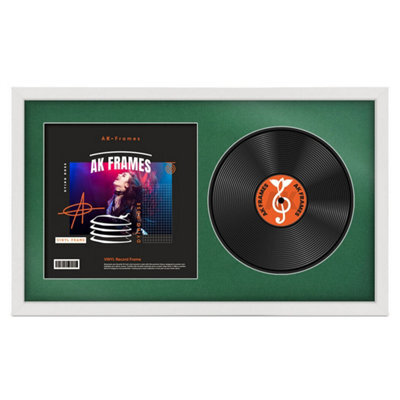 "30X17"" White Modern Vinyl Record Frame With Emerald Mount For 12 Inch Lp Album Cover & Disc - Ak Frames" - image 1