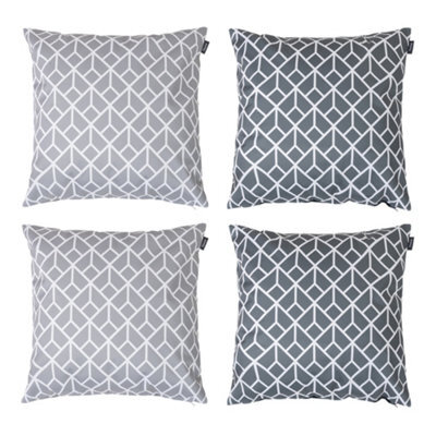 icon Art Deco Geometric Print Grey Outdoor Cushion (Set Of 4) - image 1