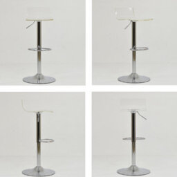 Lakeland Furniture Crystal Clear Acrylic Chrome Adjustable Base Bar Stool - thumbnail 6