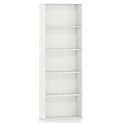 White 5Tier Bookshelf Open Bookcase Freestanding Display Shelf For Living Room - image 1