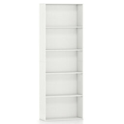 White 5Tier Bookshelf Open Bookcase Freestanding Display Shelf For Living Room - thumbnail 1