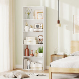 White 5Tier Bookshelf Open Bookcase Freestanding Display Shelf For Living Room - thumbnail 4