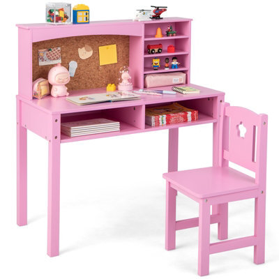 Costway Kids Desk And Chair Set Wooden Children Study Table &chair Writing Table Set - image 1