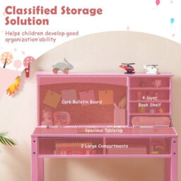 Costway Kids Desk And Chair Set Wooden Children Study Table &chair Writing Table Set - thumbnail 6