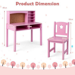 Costway Kids Desk And Chair Set Wooden Children Study Table &chair Writing Table Set - thumbnail 2