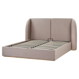 Beliani Ottoman Bed Fabric Monestier 160 X 200 Cm (Eu King Size) Taupe - thumbnail 4