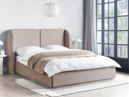 Beliani Ottoman Bed Fabric Monestier 160 X 200 Cm (Eu King Size) Taupe - thumbnail 2