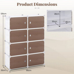 Shoe Rack 8 Tier Shoe Storage Cabinet With Removable Shelves - thumbnail 2