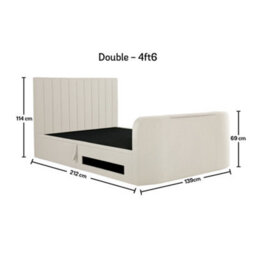 Onelife Natural Velvet Upholstered Tv Ottoman - Double Bed Frame - thumbnail 6