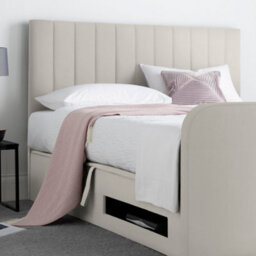Onelife Natural Velvet Upholstered Tv Ottoman - Double Bed Frame - thumbnail 4