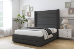 "Sloomy Sterling Graphite Dumfries Bed Frame With Mattress With 50""  Upholstered Wingback Headboard 3' Single" - thumbnail 2