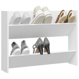 Berkfield Wall Shoe Cabinet White 80X18X60 Cm Engineered Wood - thumbnail 3
