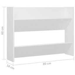 Berkfield Wall Shoe Cabinet White 80X18X60 Cm Engineered Wood - thumbnail 6