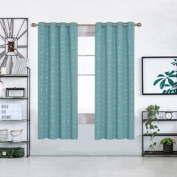 Deconovo Blackout Noise Reduction Eyelet Curtains, Gold Diamond Printed Thermal Insulated Curtains W46 X L72 Inch Sky Blue, 1 Pair - thumbnail 2