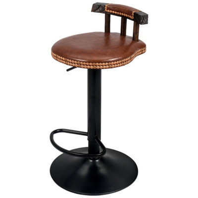 Orange-Brown Adjustable Vintage Swivel Bar Stools With High Legs For Kitchen Island And Home - image 1