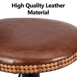 Orange-Brown Adjustable Vintage Swivel Bar Stools With High Legs For Kitchen Island And Home - thumbnail 3