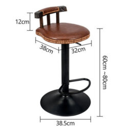 Orange-Brown Adjustable Vintage Swivel Bar Stools With High Legs For Kitchen Island And Home - thumbnail 2