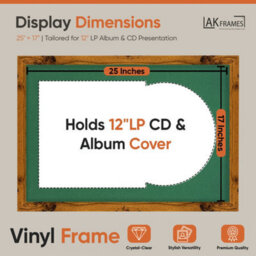 "AK Frames 25X17"" Rustic Oak Modern Vinyl Record Frame With Emerald Mount For 12 Inch Lp Cover & Disc - Overlapped Design" - thumbnail 2