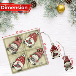 Neel Blue Wooden Xmas Tree Hanging Decorations, Red & White Gnome Ornaments With Merry Christmas - thumbnail 2