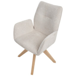 Beliani Dining Chair Swivel Mokena Faux Linen Light Beige - thumbnail 6