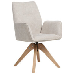 Beliani Dining Chair Swivel Mokena Faux Linen Light Beige