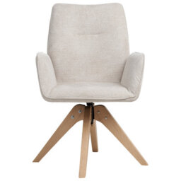 Beliani Dining Chair Swivel Mokena Faux Linen Light Beige - thumbnail 4