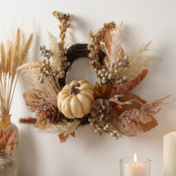 Garden Greatness Neutral Autumn Pumpkin Mini Wreath - thumbnail 2