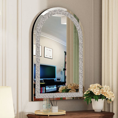 Artloge 90Cm Sparkling Crystal Crush Diamond Arch Accent Mirror Entryway Wall Decorative - image 1
