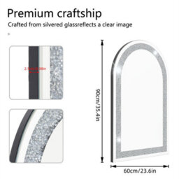 Artloge 90Cm Sparkling Crystal Crush Diamond Arch Accent Mirror Entryway Wall Decorative - thumbnail 2