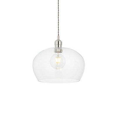 Luminosa Lighting Luminosa Livorno Single Pendant Ceiling Lamp, Bright Nickel Plate, Glass - image 1