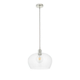 Luminosa Lighting Luminosa Livorno Single Pendant Ceiling Lamp, Bright Nickel Plate, Glass - thumbnail 6