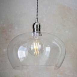 Luminosa Lighting Luminosa Livorno Single Pendant Ceiling Lamp, Bright Nickel Plate, Glass - thumbnail 2