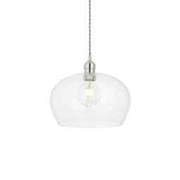 Luminosa Lighting Luminosa Livorno Single Pendant Ceiling Lamp, Bright Nickel Plate, Glass - thumbnail 1