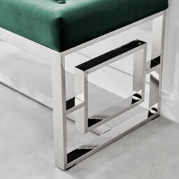 Furniturebox Cambridge Modern Green Buttoned Velvet And Elegant Silver Chrome Metal Bench - thumbnail 4