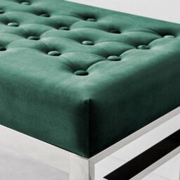 Furniturebox Cambridge Modern Green Buttoned Velvet And Elegant Silver Chrome Metal Bench - thumbnail 3
