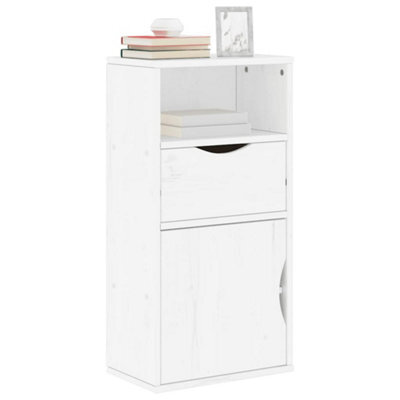 Walplus Side Cabinet With Drawer Odda White 40X24X79 Cm Solid Wood Pine - image 1