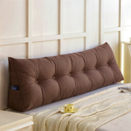 Living And Home Brown Cotton And Linen Triangular Tatami Headboard Cushion/pillow, 180Cm W X 20Cm D X 50Cm H
