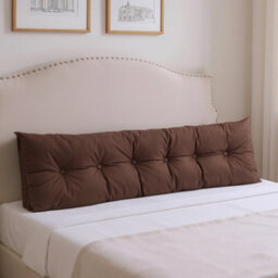 Living And Home Brown Cotton And Linen Triangular Tatami Headboard Cushion/pillow, 180Cm W X 20Cm D X 50Cm H - thumbnail 3