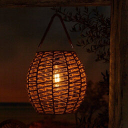 Solar Powered Tortoli Natural Rope Lantern - Weatherproof Freestanding Or Hanging Outdoor Garden Led Lamp Light - H25.5 X 25Cm - thumbnail 3
