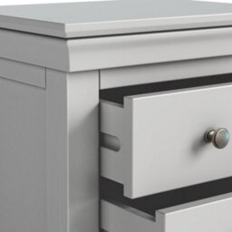 Colette Grey 3 Drawer Bedside Table Fully Assembled - By Roseland Furniture - thumbnail 9