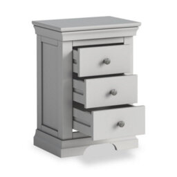 Colette Grey 3 Drawer Bedside Table Fully Assembled - By Roseland Furniture - thumbnail 7