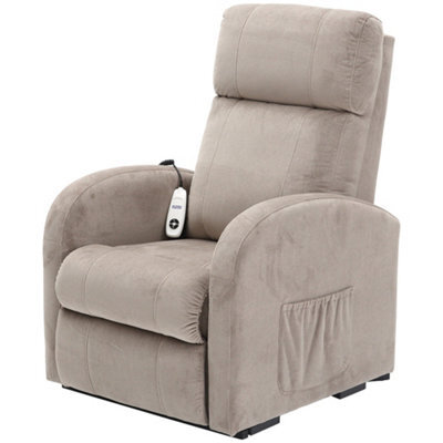 Loops Comfortable Single Motor Rise And Recline Lounge Chair In Pebble Microfibre - image 1