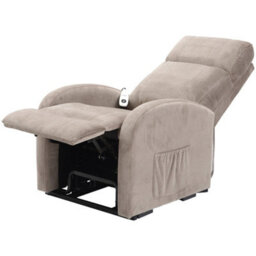 Loops Comfortable Single Motor Rise And Recline Lounge Chair In Pebble Microfibre - thumbnail 2